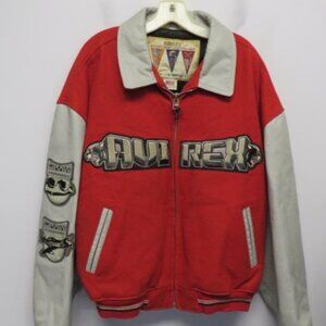 Men Vintage Black Aces Avirex Wool & Leather BomberJacket 3x